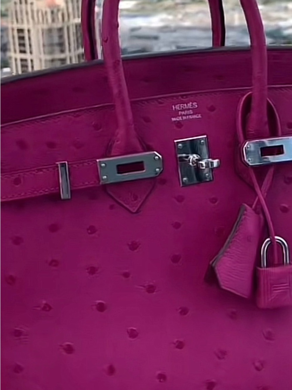 Hermes Fuchsia Ostrich Birkin with Palladium Hardware